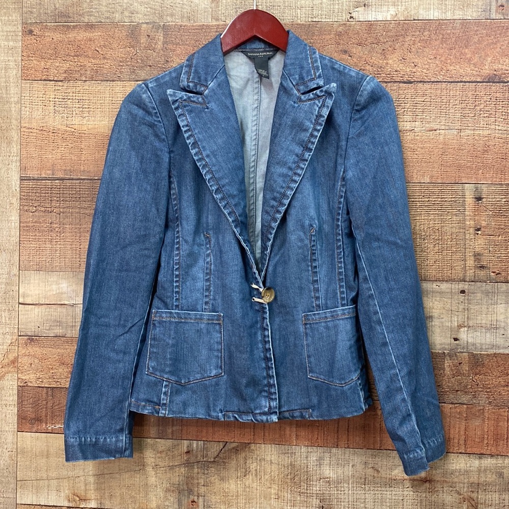 Banana Republic Denim Blazer Jacket in Blue
